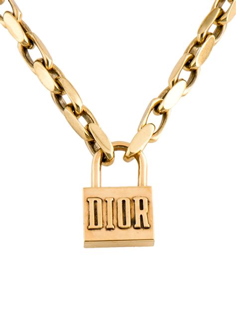 christian dior lock necklace.